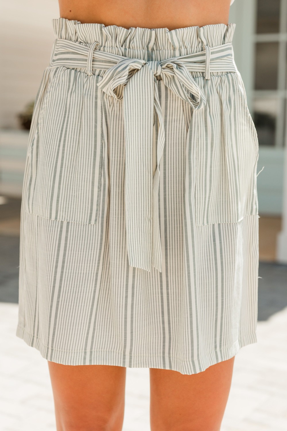 Just Be Yourself Sand White Striped Skirt