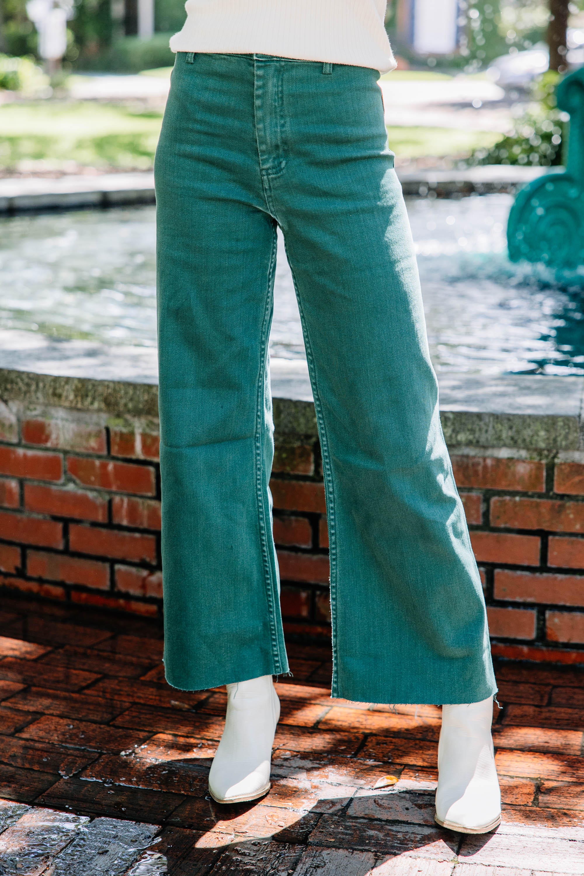 Green Crop Jeans